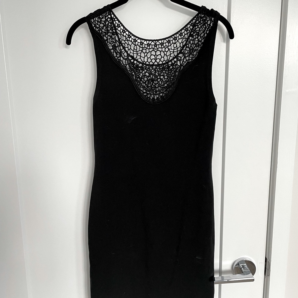 Guess Black Crochet Mini Bodycon Dress